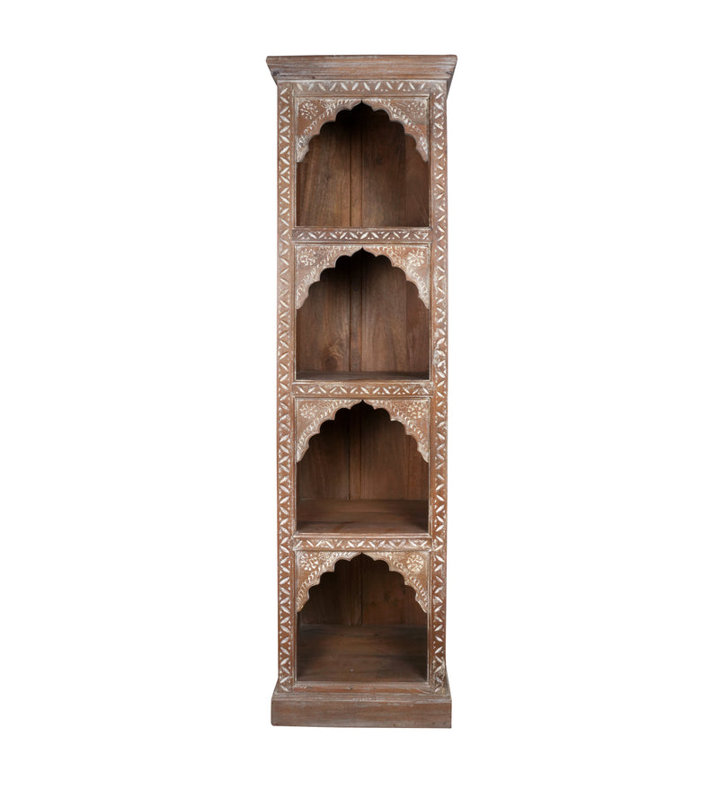 Handcrafted Wooden Bookshelf with Arched Openings