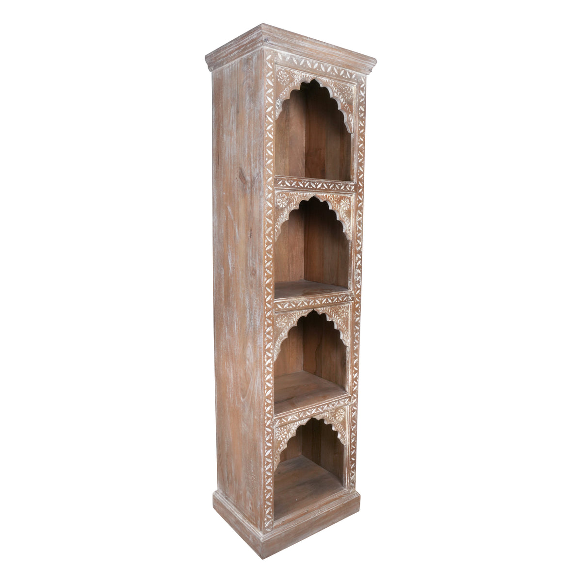 Handcrafted Wooden Bookshelf with Arched Openings