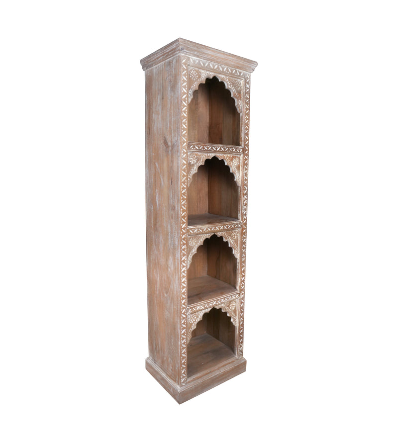 Handcrafted Wooden Bookshelf with Arched Openings