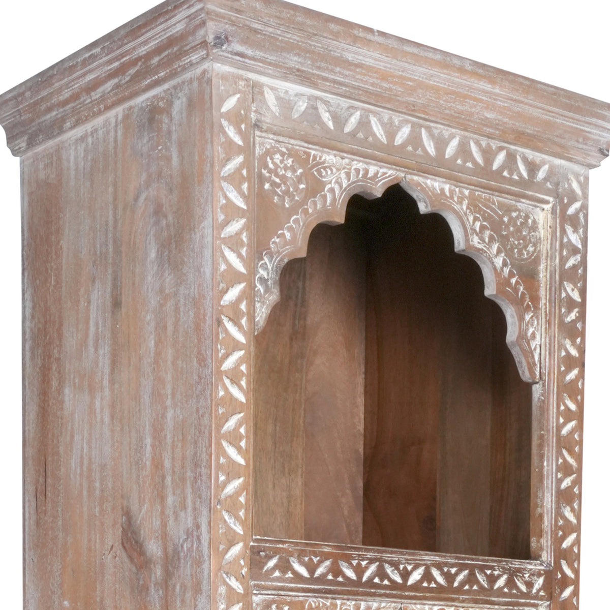 Handcrafted Wooden Bookshelf with Arched Openings