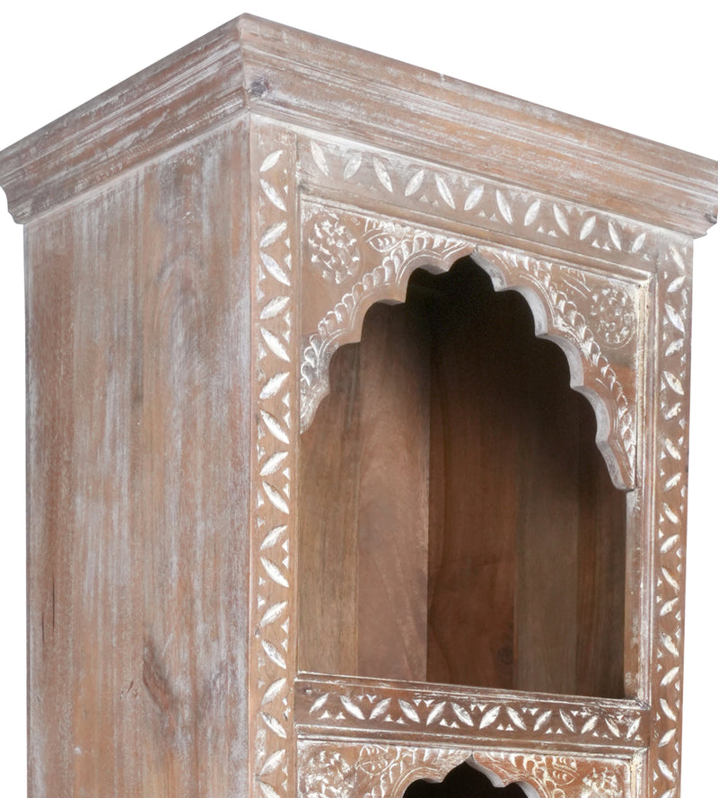 Handcrafted Wooden Bookshelf with Arched Openings