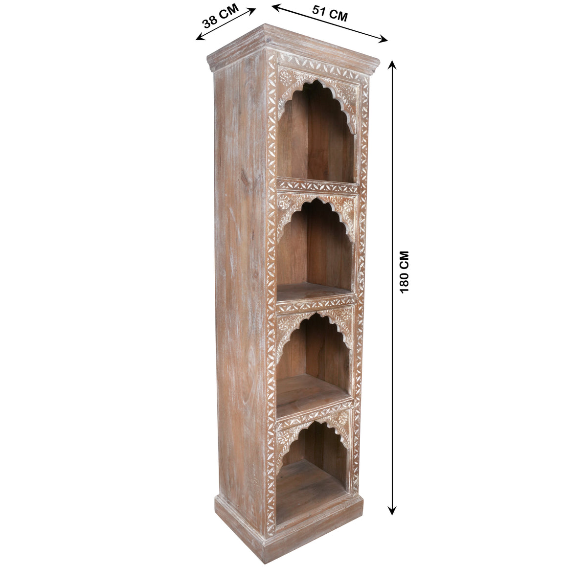 Handcrafted Wooden Bookshelf with Arched Openings