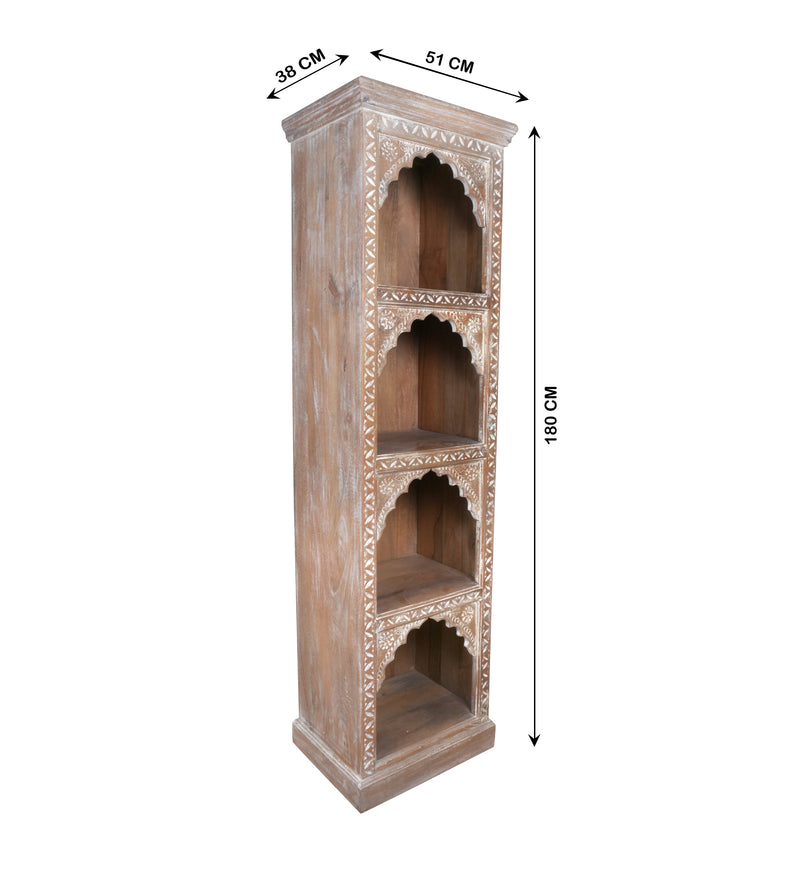 Handcrafted Wooden Bookshelf with Arched Openings
