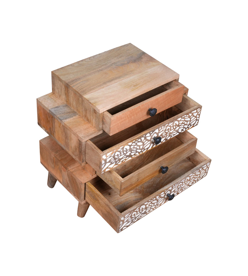 Handcrafted Wooden Chest of Drawers with Intricate Carved Detailing