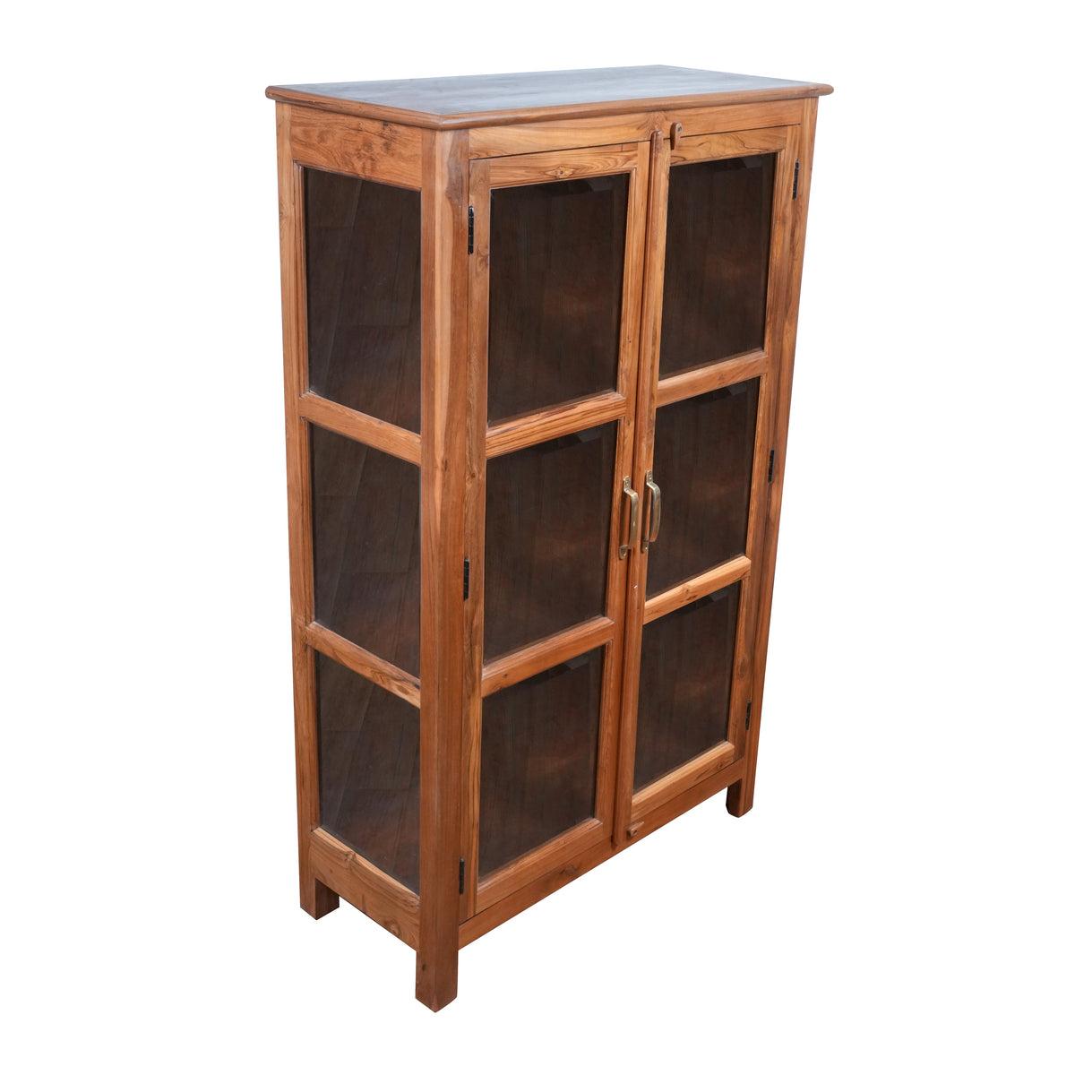 Handcrafted Wooden Display Cabinet with Glass Doors