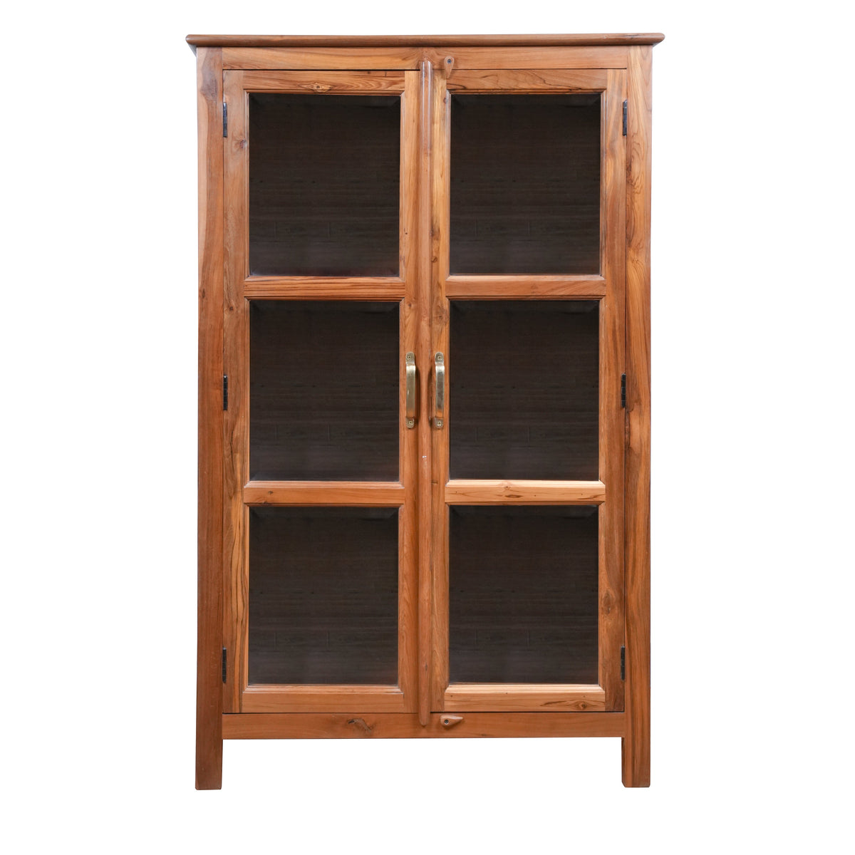 Handcrafted Wooden Display Cabinet with Glass Doors
