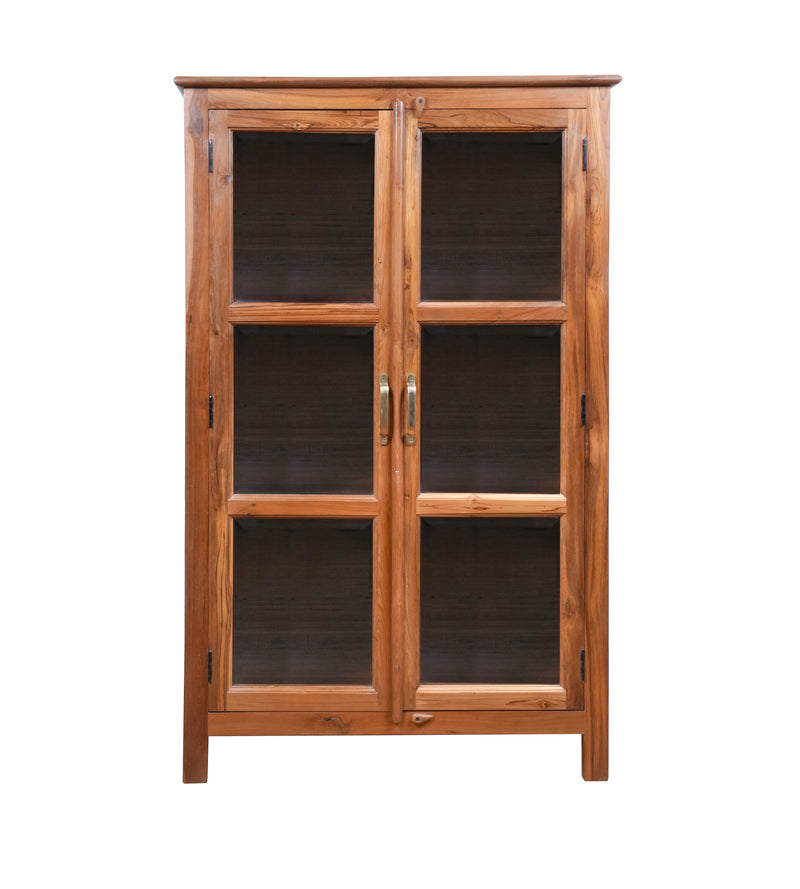 Handcrafted Wooden Display Cabinet with Glass Doors
