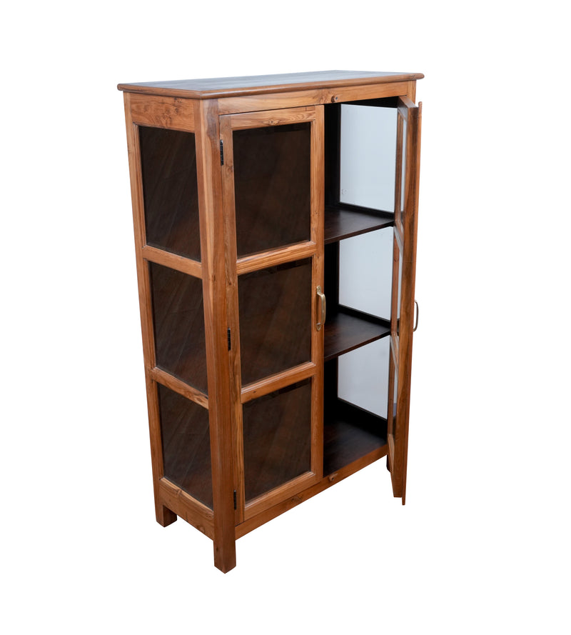 Handcrafted Wooden Display Cabinet with Glass Doors