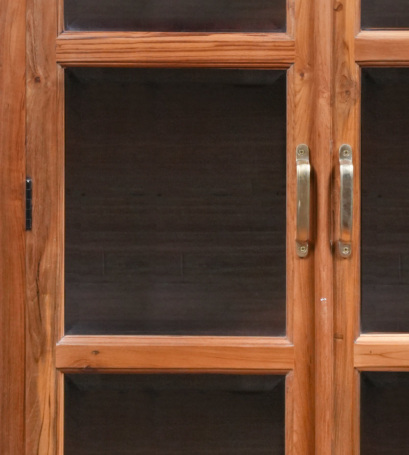 Handcrafted Wooden Display Cabinet with Glass Doors