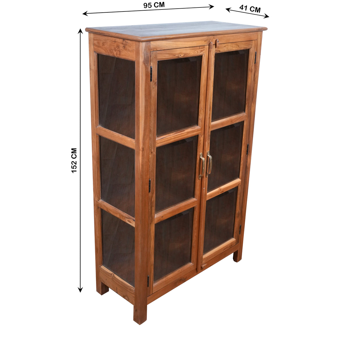 Handcrafted Wooden Display Cabinet with Glass Doors
