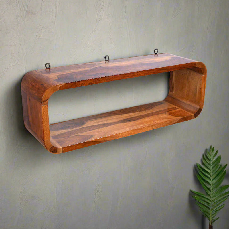 Handcrafted Wooden Wall Shelf with Unique Curved Design