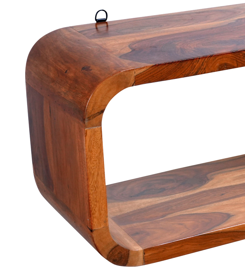 Handcrafted Wooden Wall Shelf with Unique Curved Design