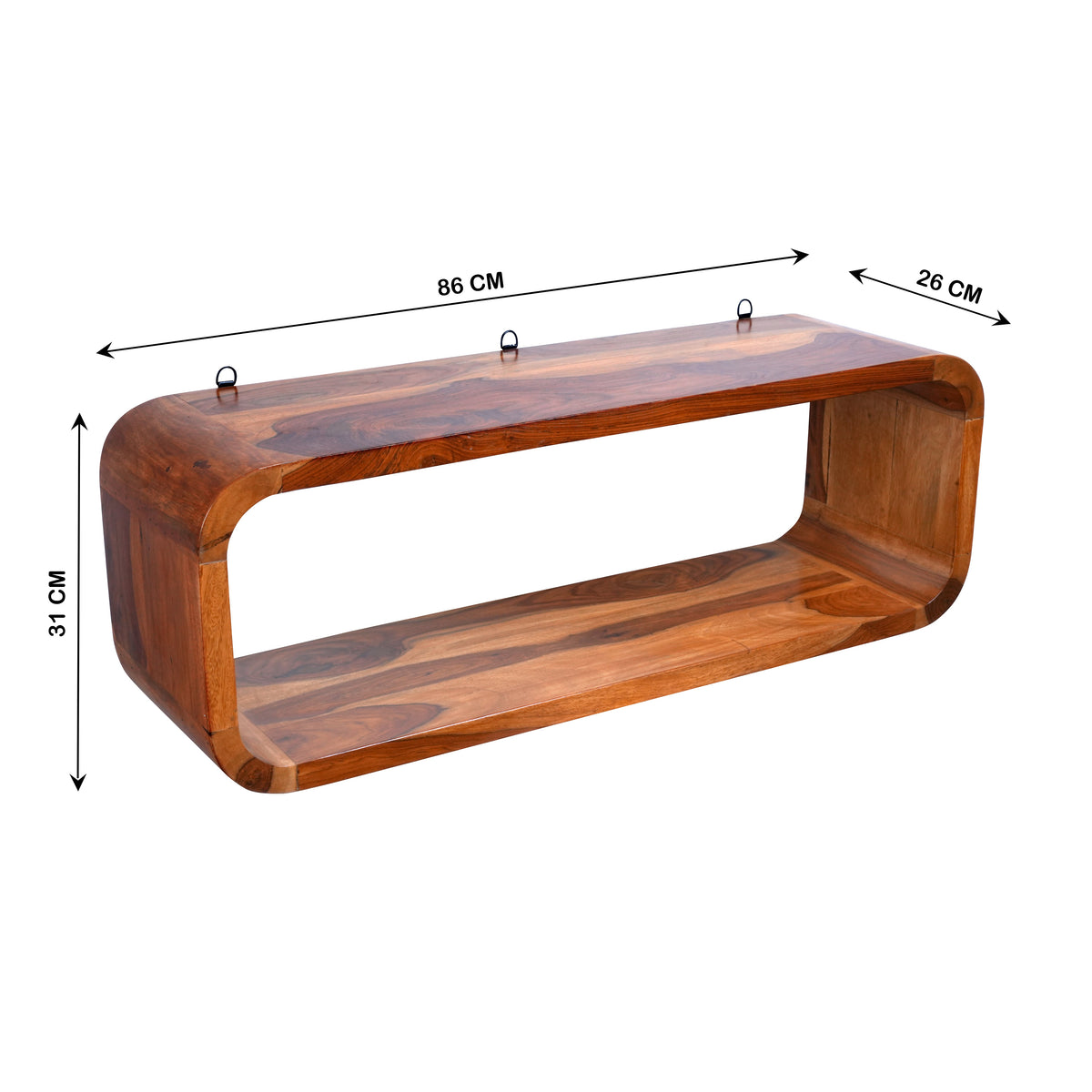 Handcrafted Wooden Wall Shelf with Unique Curved Design