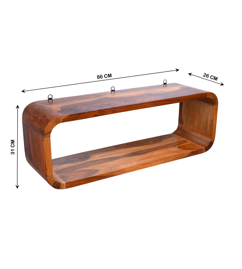 Handcrafted Wooden Wall Shelf with Unique Curved Design