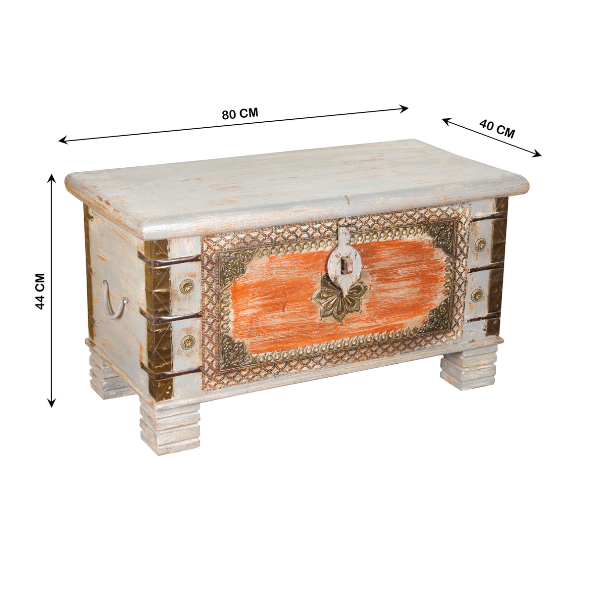 Handcrafted Vintage Wooden Storage Trunk with Decorative Detailing