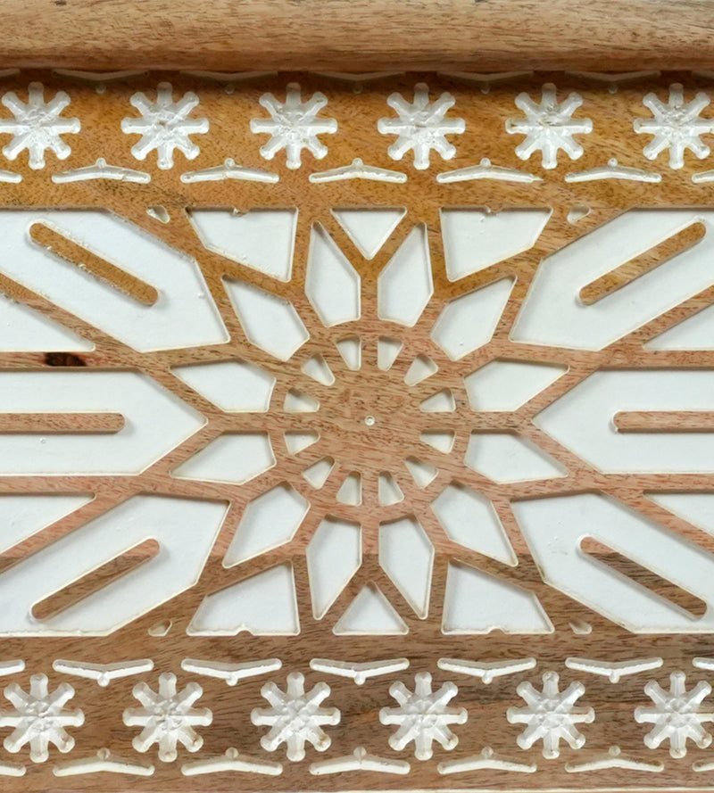 Handcrafted Wooden Storage Chest with Intricate Carving