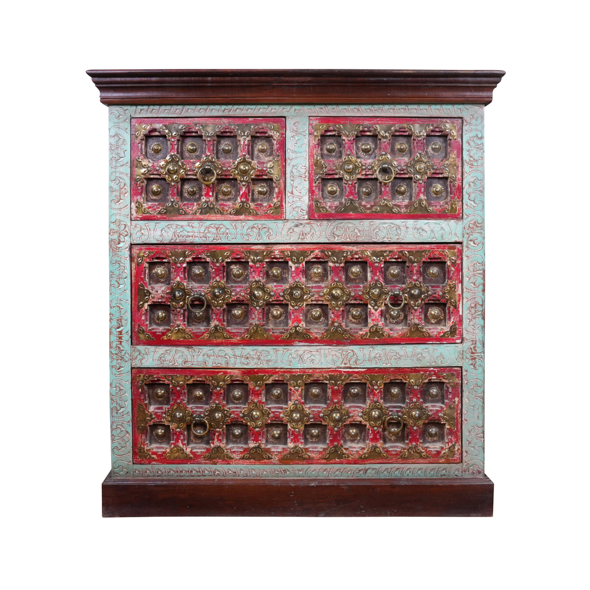 Antique Handcrafted Wooden Chest of Drawers with Decorative Drawer Fronts