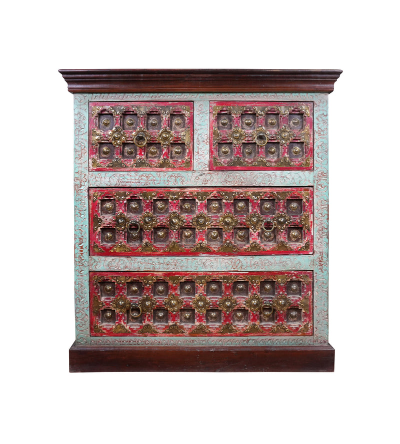 Antique Handcrafted Wooden Chest of Drawers with Decorative Drawer Fronts