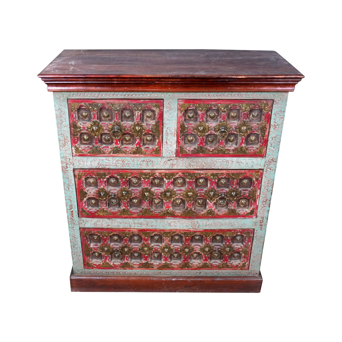 Antique Handcrafted Wooden Chest of Drawers with Decorative Drawer Fronts