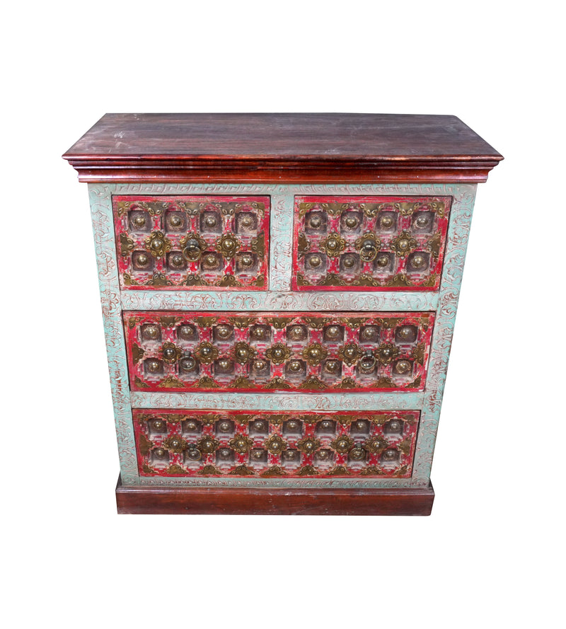 Antique Handcrafted Wooden Chest of Drawers with Decorative Drawer Fronts