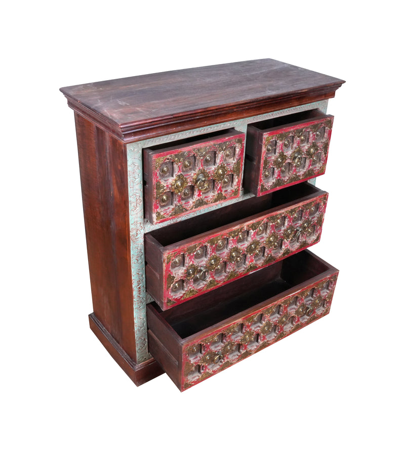 Antique Handcrafted Wooden Chest of Drawers with Decorative Drawer Fronts