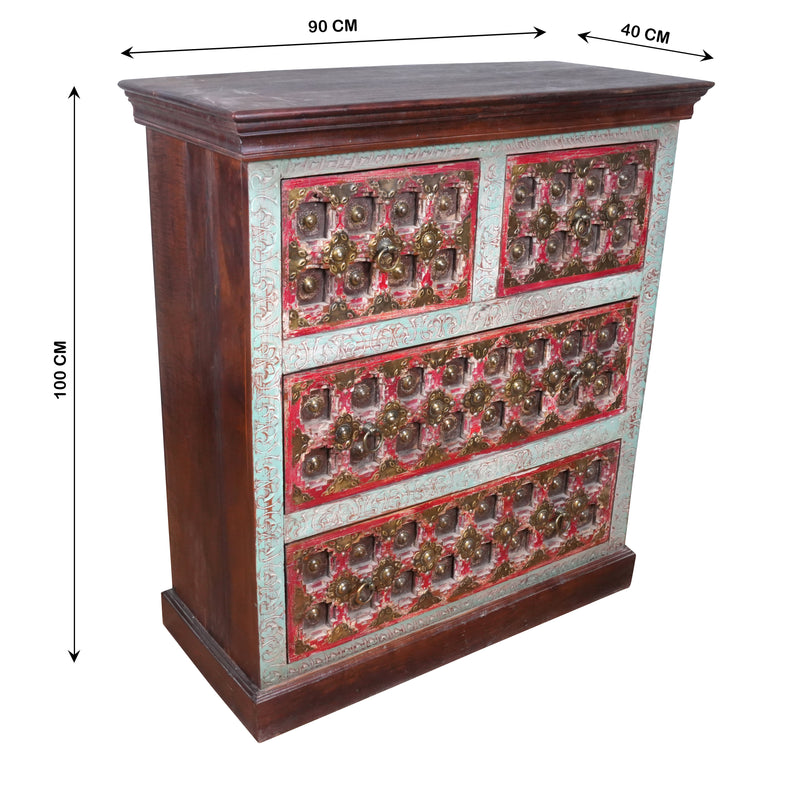 Antique Handcrafted Wooden Chest of Drawers with Decorative Drawer Fronts