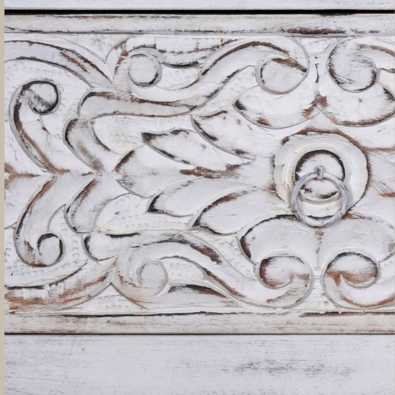 Handcrafted Wooden Tall Chest of Drawers with Intricate Carved Detailing - From Jodhpur