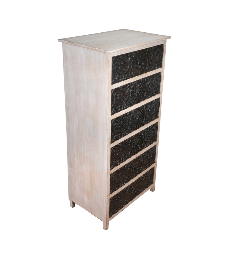 Handcrafted Mango Wood Highboy Dresser with Decorative Drawer Fronts