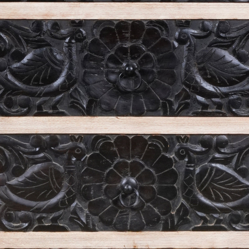 Handcrafted Mango Wood Highboy Dresser with Decorative Drawer Fronts