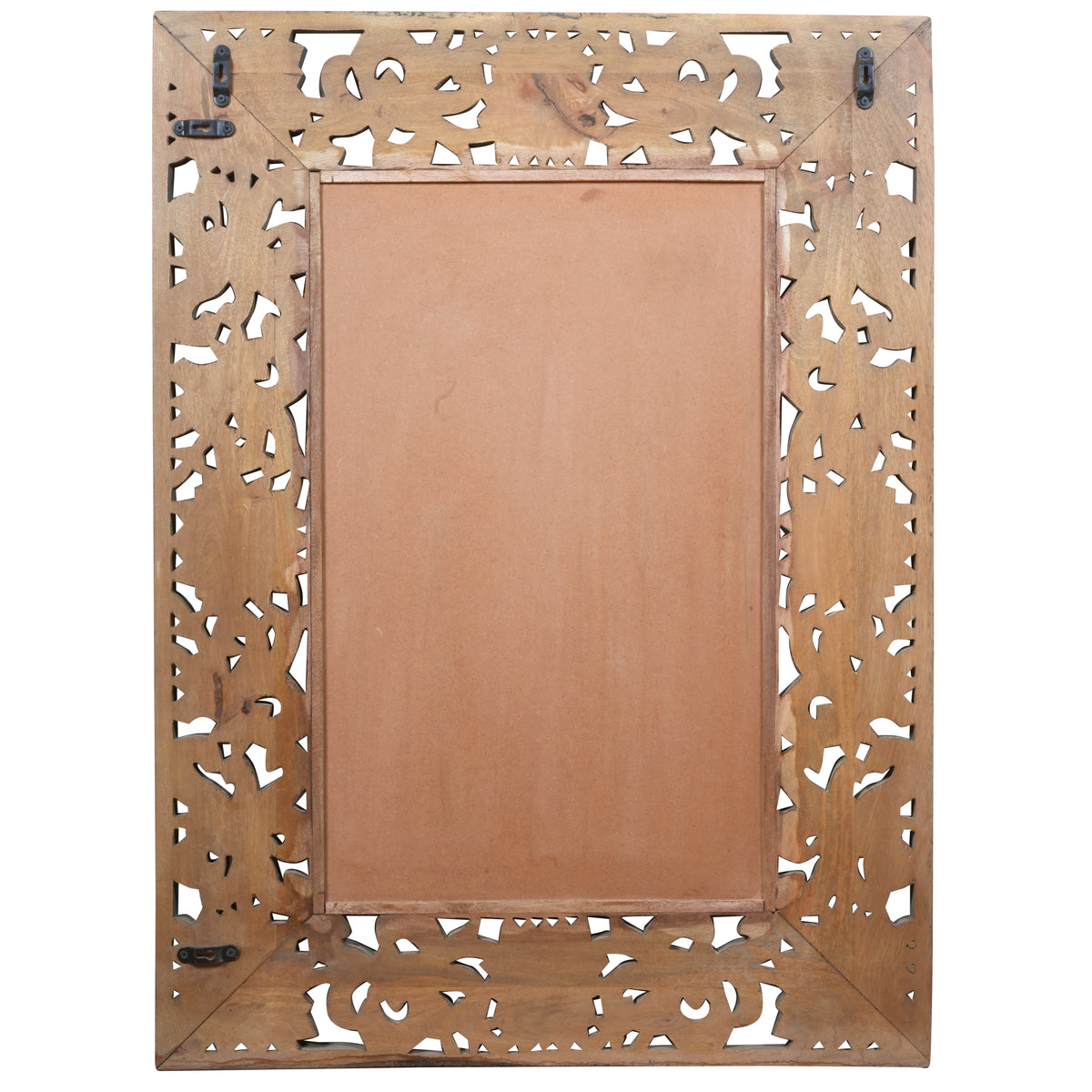Handcrafted Mango Wood Wall Mirror with Intricate Floral Carved Frame