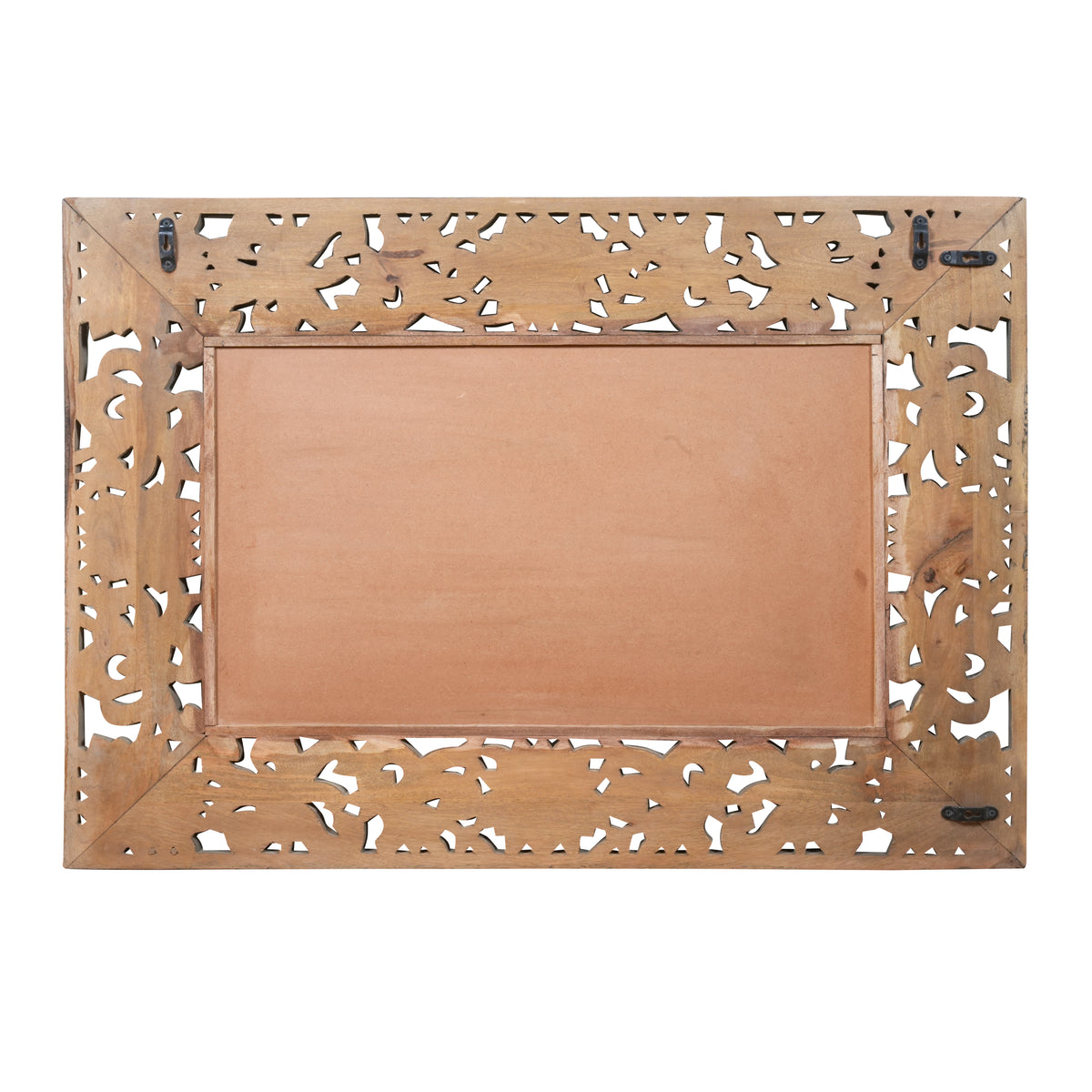 Handcrafted Mango Wood Wall Mirror with Intricate Floral Carved Frame