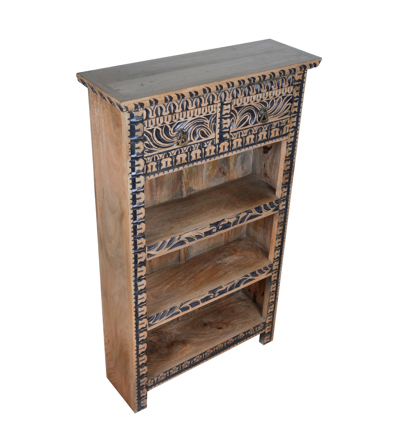 Handcrafted Rajasthani Wooden Bookshelf – Traditional Carved Design