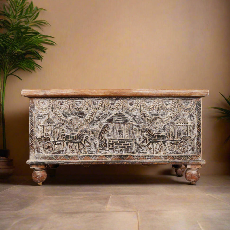 Hand-Carved Wooden Trunk – A Timeless Treasure from Jodhpur