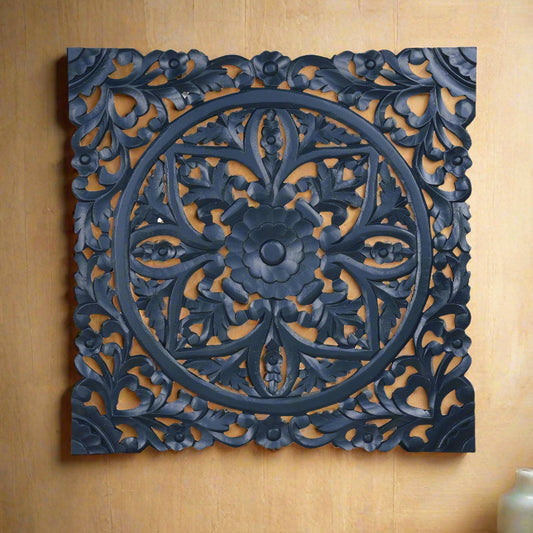 Handcrafted Carved Wall Panel – Intricate Floral & Geometric Design