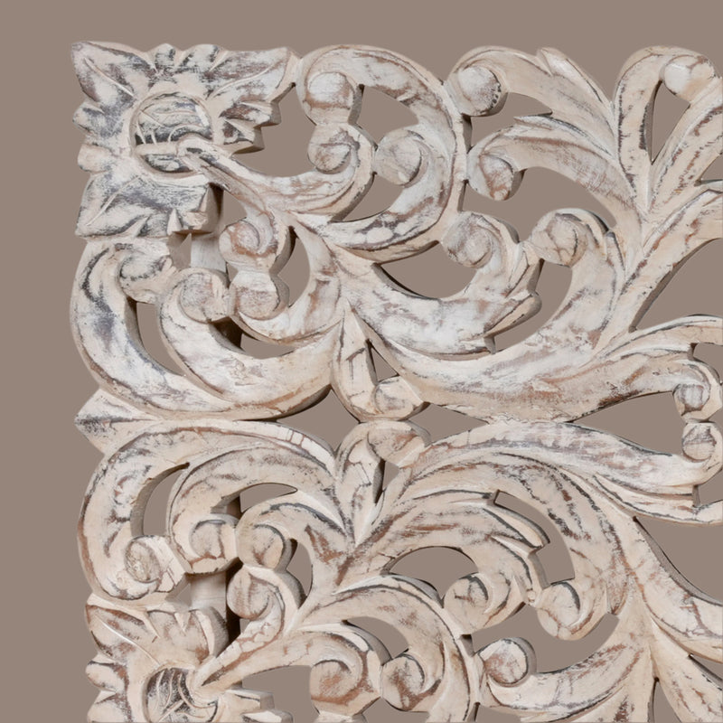 Handcrafted Wooden Carved Panel – Intricate Floral Design