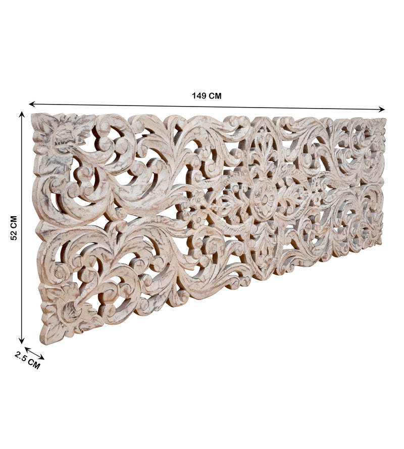 Handcrafted Wooden Carved Panel – Intricate Floral Design