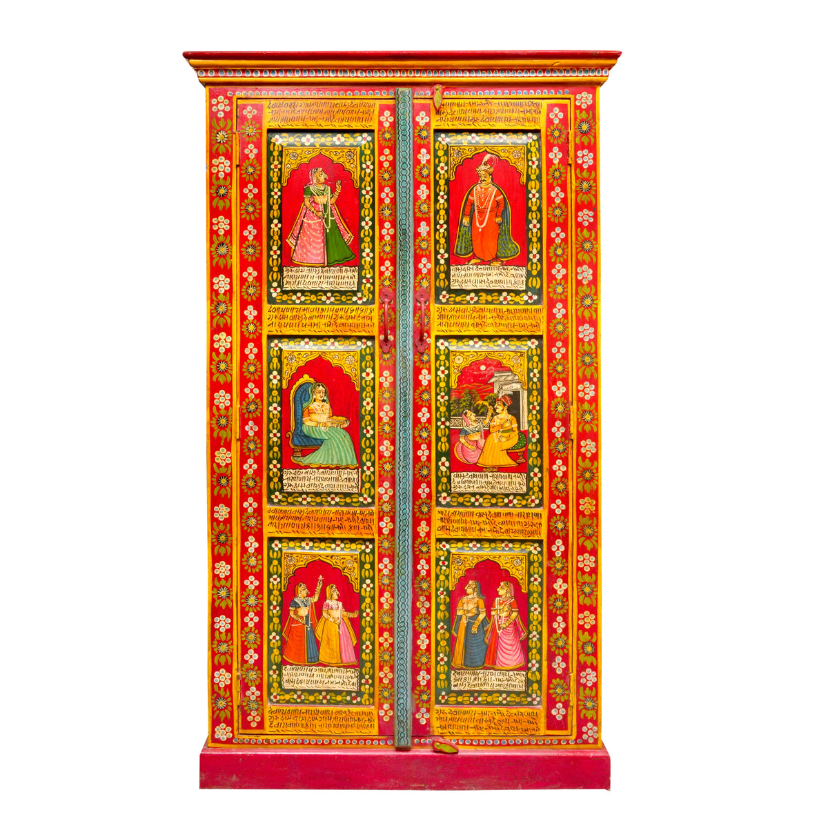 Antique Wooden Handpainted Cabinet – Traditional Rajasthani Artistry