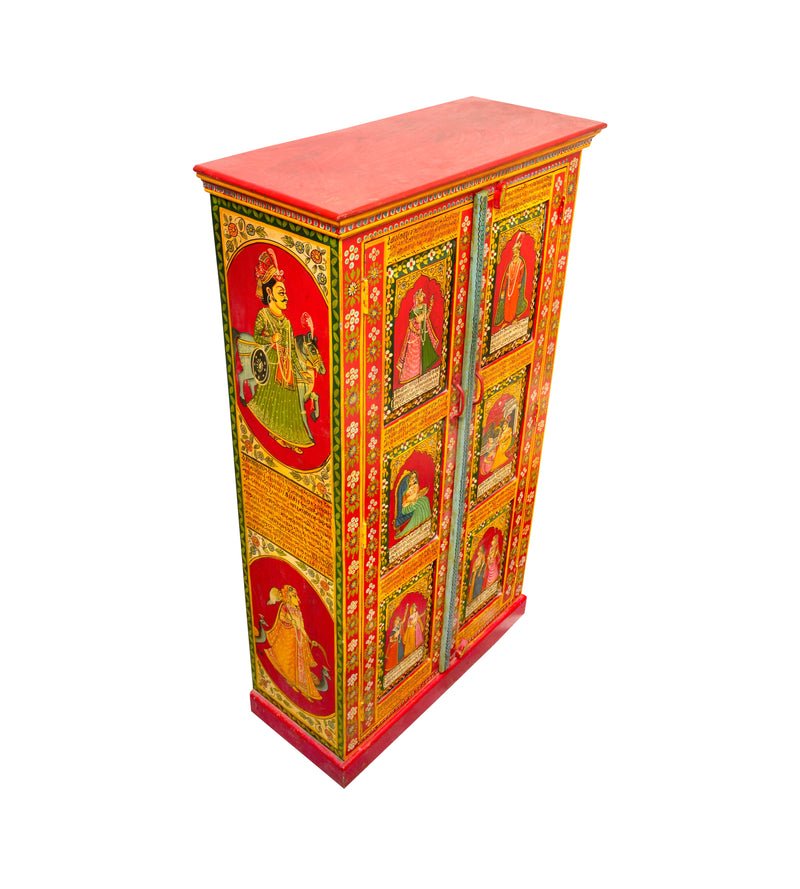 Antique Wooden Handpainted Cabinet – Traditional Rajasthani Artistry