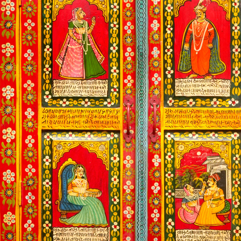 Antique Wooden Handpainted Cabinet – Traditional Rajasthani Artistry