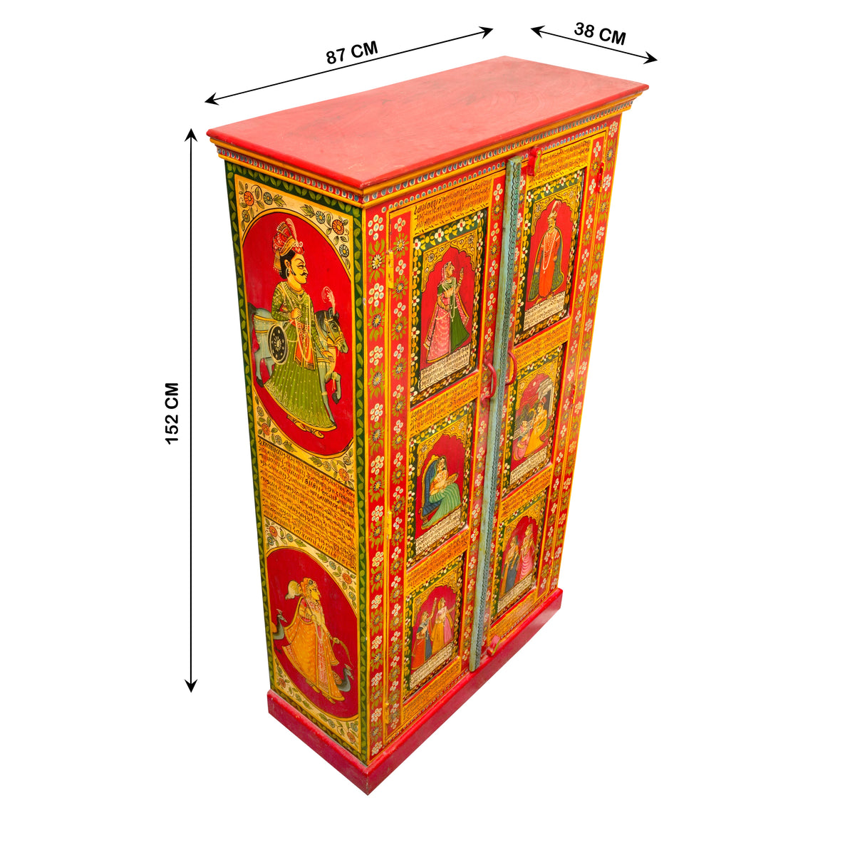 Antique Wooden Handpainted Cabinet – Traditional Rajasthani Artistry
