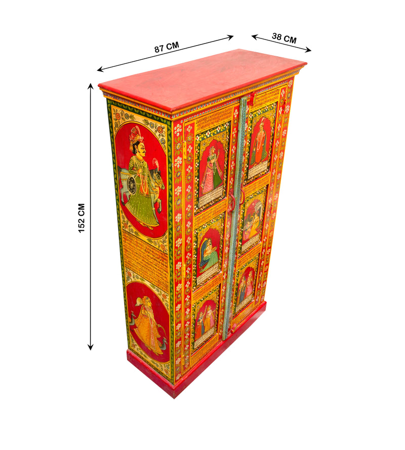 Antique Wooden Handpainted Cabinet – Traditional Rajasthani Artistry