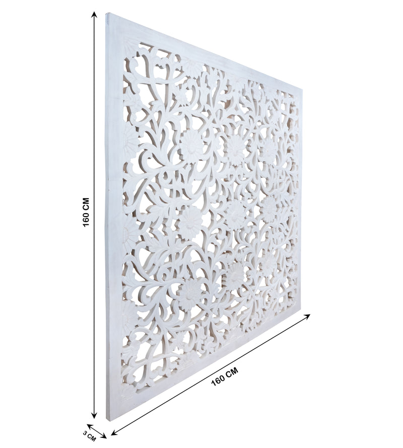 Handcrafted Wooden Carved Panel – Intricate Floral Design