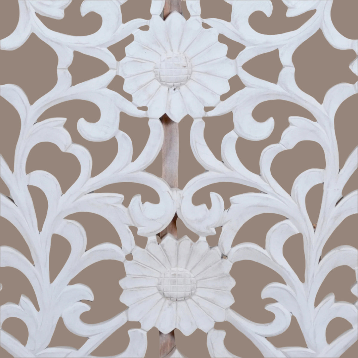 Handcrafted Wooden Carved Panel – Intricate Floral Design