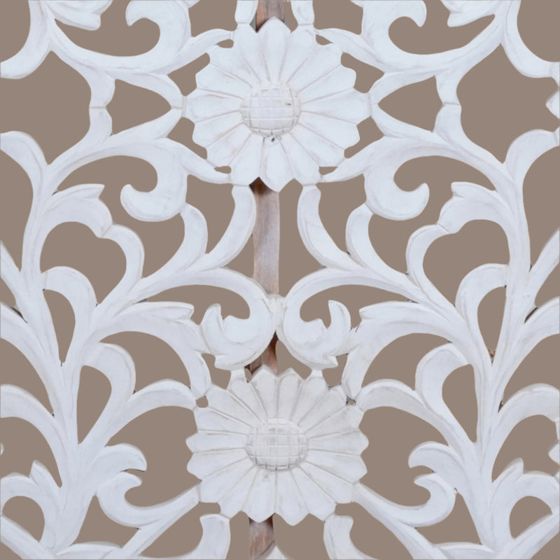 Handcrafted Wooden Carved Panel – Intricate Floral Design