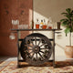 Antique Wooden Bar Counter – Vintage Wheel-Inspired Design