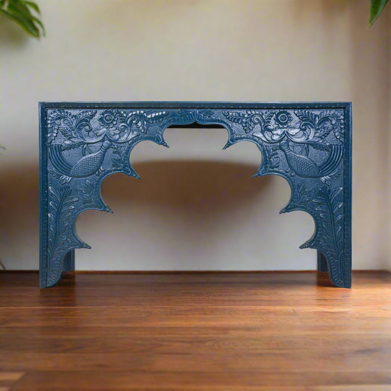 Handcrafted Wooden Console Table – Traditional Indian Carvings with Elegant Design