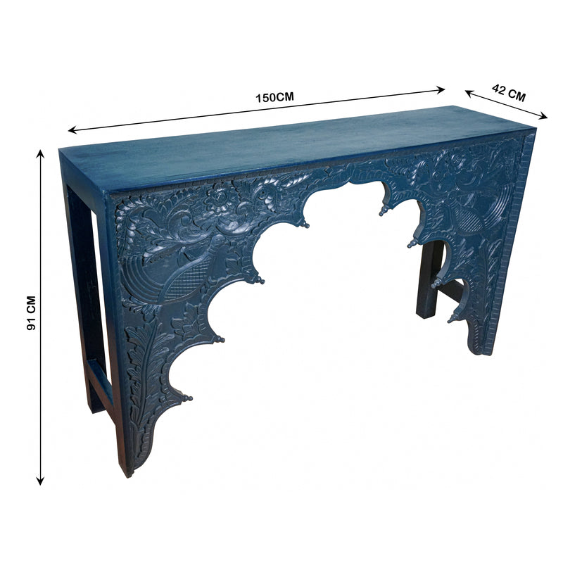 Handcrafted Wooden Console Table – Traditional Indian Carvings with Elegant Design