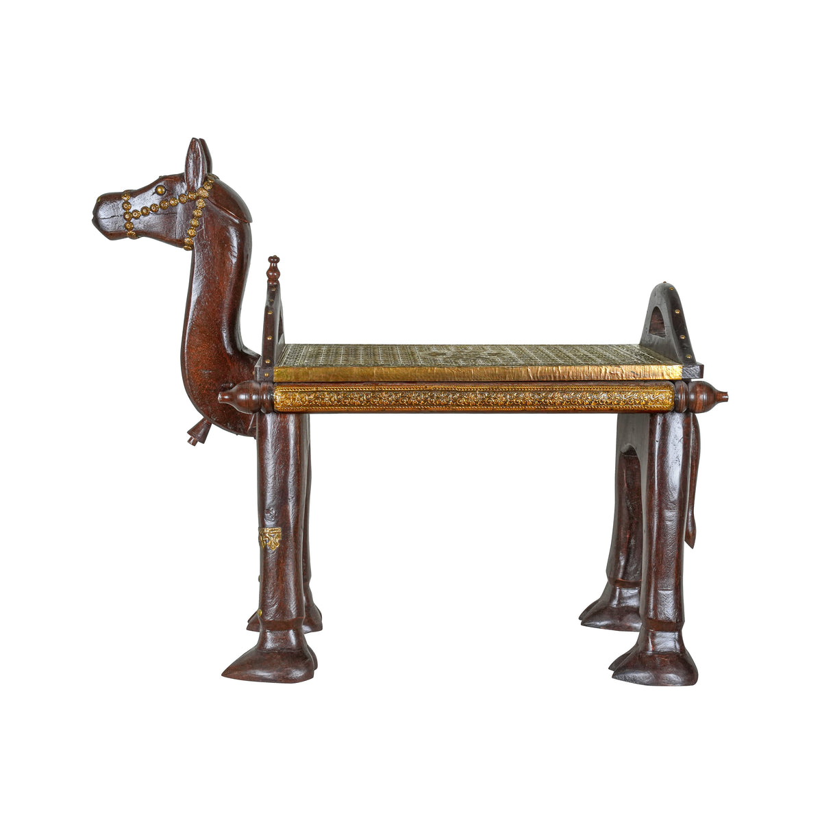 Handcrafted Wooden Horse Bench – Traditional Rajasthani Design