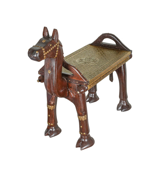 Handcrafted Wooden Horse Bench – Traditional Rajasthani Design