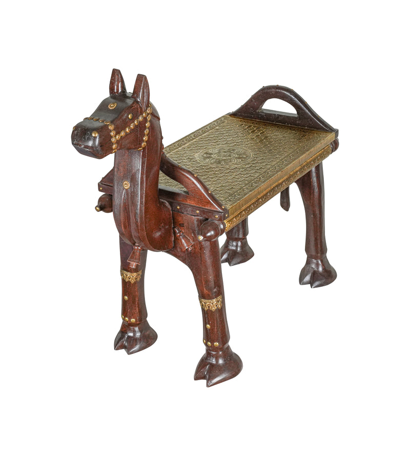 Handcrafted Wooden Horse Bench – Traditional Rajasthani Design
